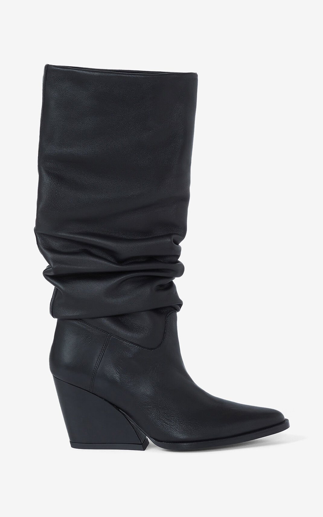 Bottes Kenzo Billow Haute heeled Cuir Femme Noir | MBGN-92671